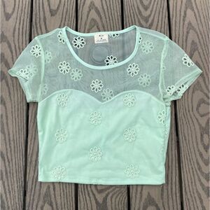 Urban Outfitters size medium pale green mint lace floral top pins and needles